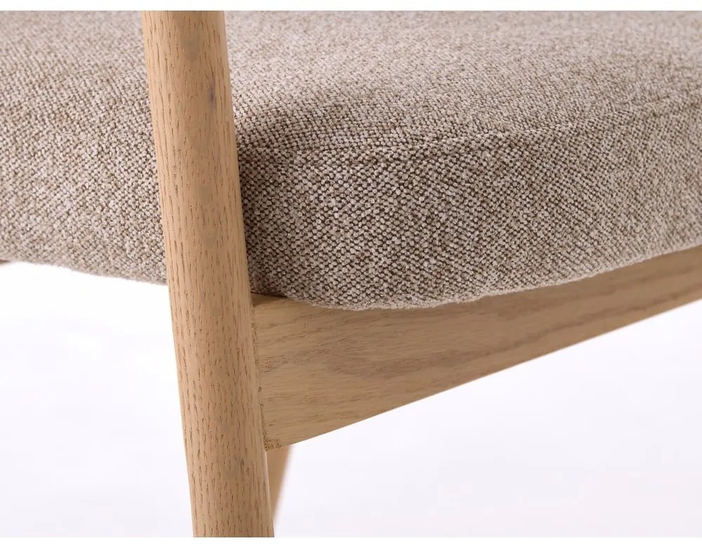 Бежови трапезни столове в комплект с подлакътници 2 бр. от масивен дъб Elk – Unique Furniture