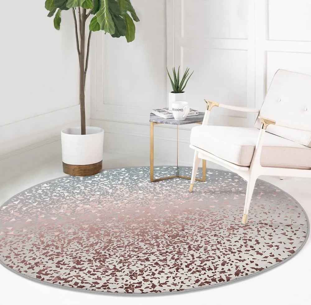 Сив кръгъл килим подходящ за пране и за прахосмукачки роботи ø 80 cm Comfort – Mila Home