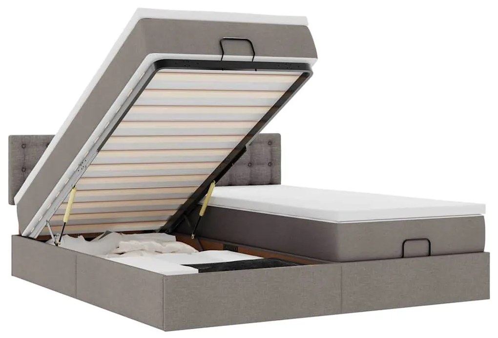 3312882 vidaXL Османска легло с матраци и LED, таупе, 160x200 см, плат