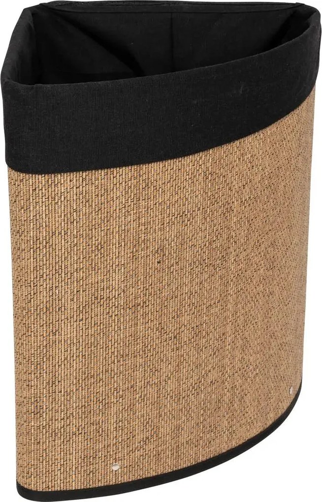 Кош за пране 5five, Ъглов, Бамбук и черен плат, 48 l