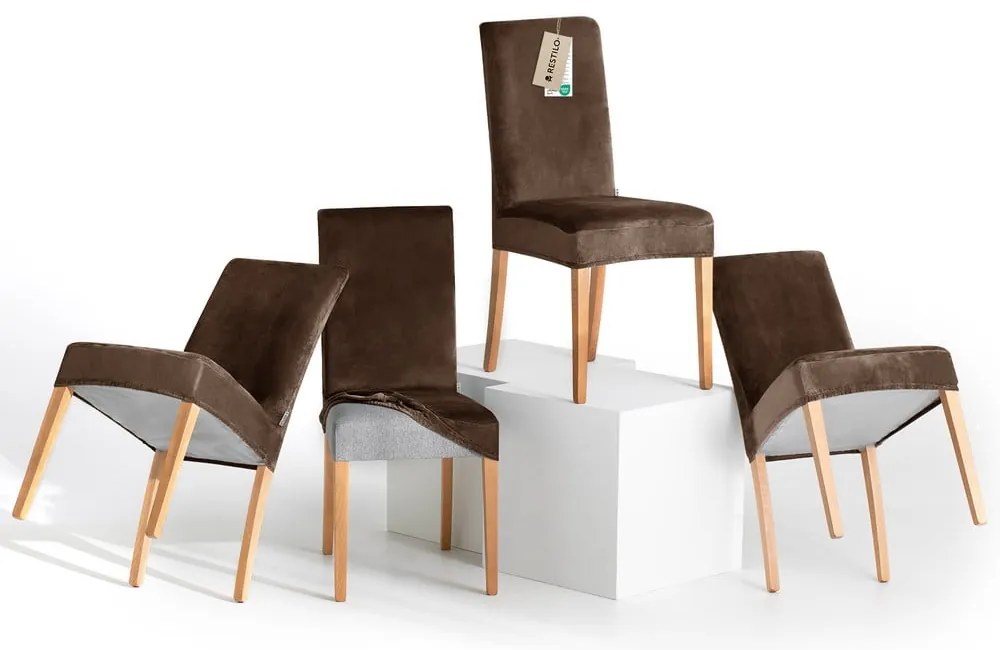 Кафяви ластични покривала за стол в комплект от 4 бр. 48 cm Sento – Restilo