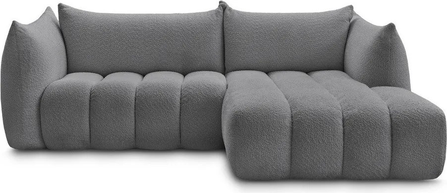 Сив ъглов диван от прежда с примки от букле (десен ъгъл) Azra – Bobochic Paris