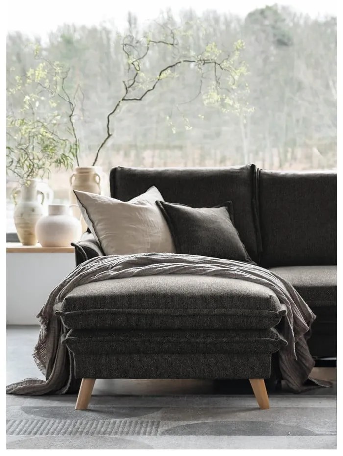 Тъмносив разтегателен ъглов диван (ляв ъгъл) Charming Charlie – Miuform