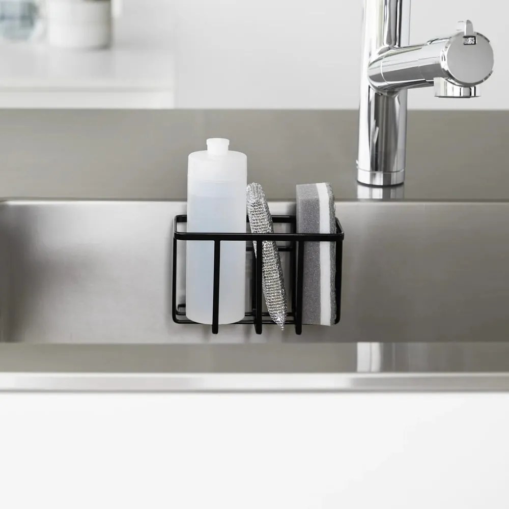 Черна метална стойка за перилни препарати без пробиване Film Hook – YAMAZAKI