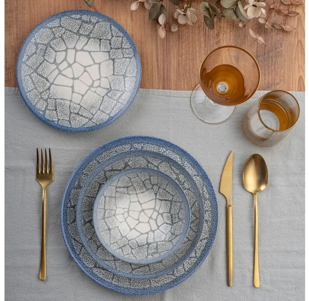 Комплект за хранене 24 части — син порцелан