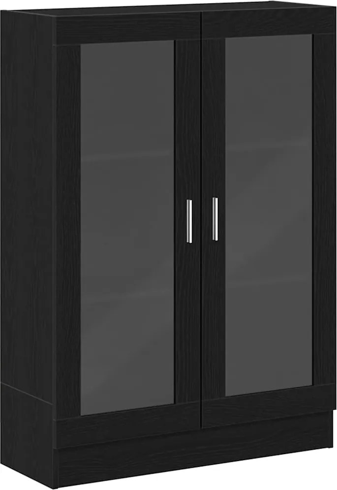 862021 vidaXL Библиотека, черно и дъб, 82,5x30,5x115 см, инженерно дърво