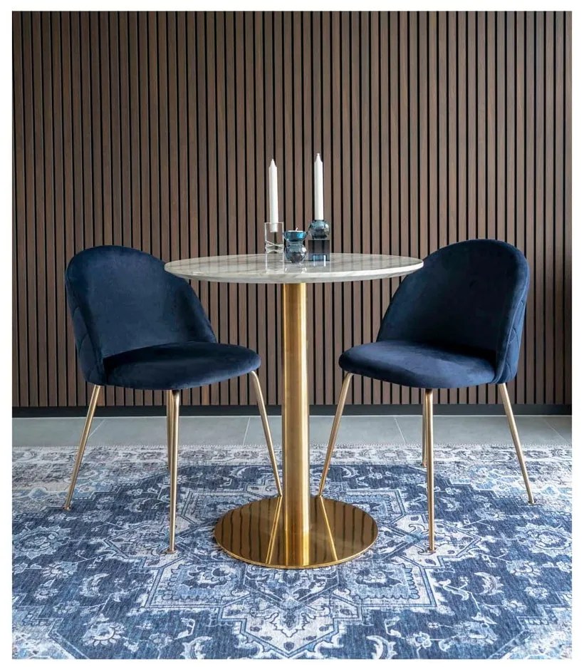 Кадифени трапезни столове в синьо-златисто в комплект от 2 броя Geneve - House Nordic