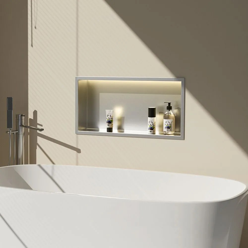 Вграден рафт за баня LED 30x60 steel brush