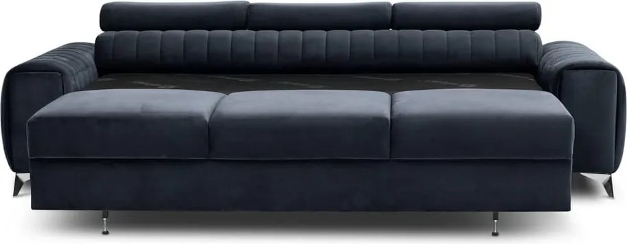 Антрацитен кадифен разтегателен диван 261 cm Laurence – ELTAP