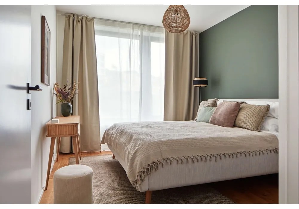 Светлосиво двойно легло 180x200 cm тапицирано с място за съхранение с включена подматрачна рамка Lotte – Meise Möbel