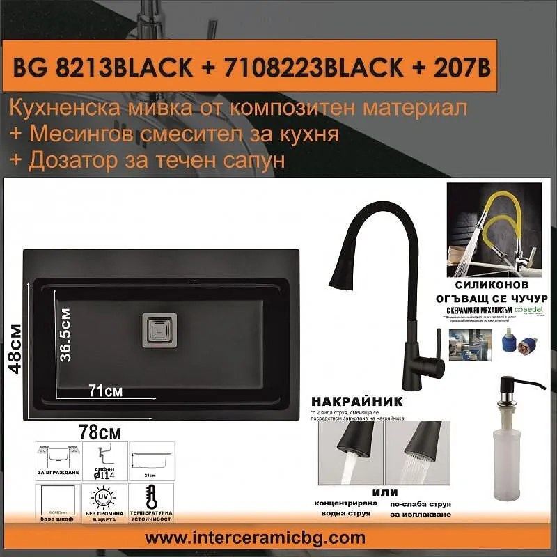 СЕТОВЕ ЗА КУХНЯ 2 в 1 / 3 в 1 BG 8213BLACK + 7108223BLACK + 207B, Inter Ceramic