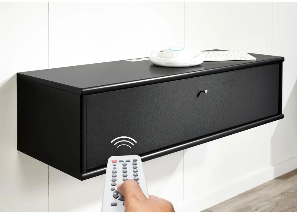 Черна маса за телевизор от декор от ясен 89x22 cm Mistral – Hammel Furniture