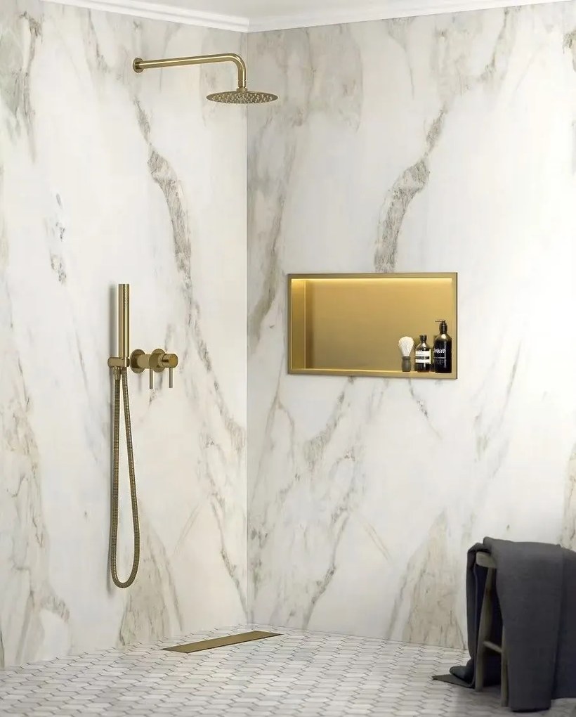 Вграден рафт за баня  LED 30x60 brush gold