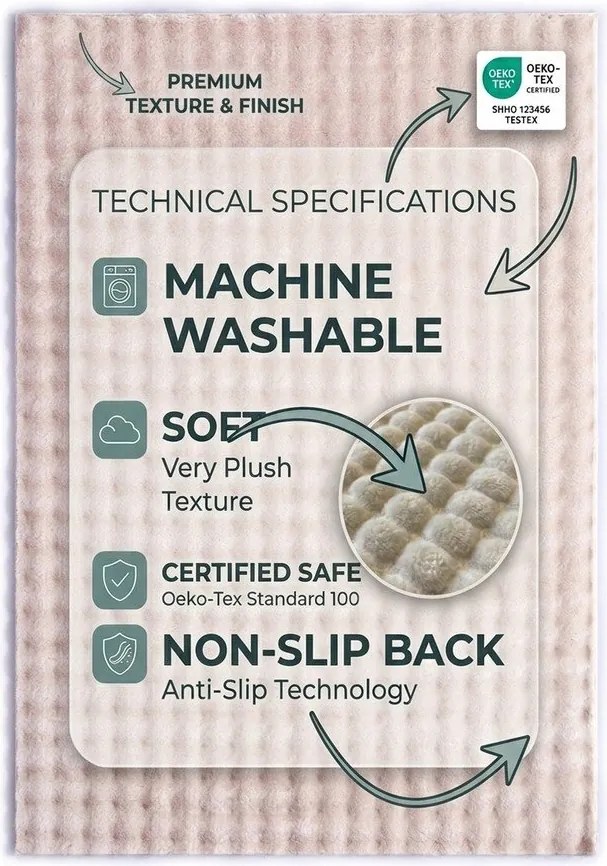 Кремав килим подходящ за пране 150x230 cm Bubble Emarald – Mila Home