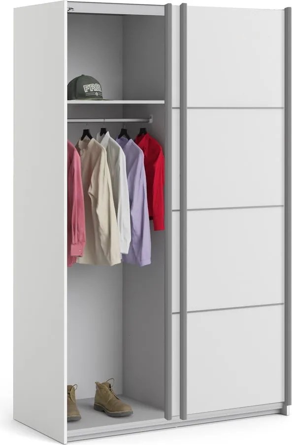Бял гардероб с плъзгащи се врати 122x202 cm Verona - Tvilum