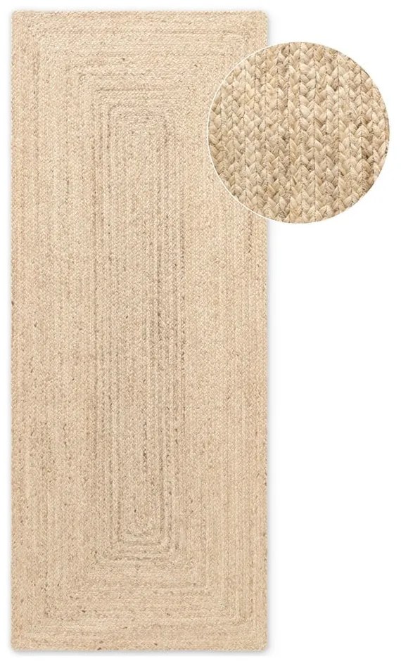 Двустранна/ръчно изработена ютена пътека в светло естествен цвят 80x200 cm Juno – Hanse Home
