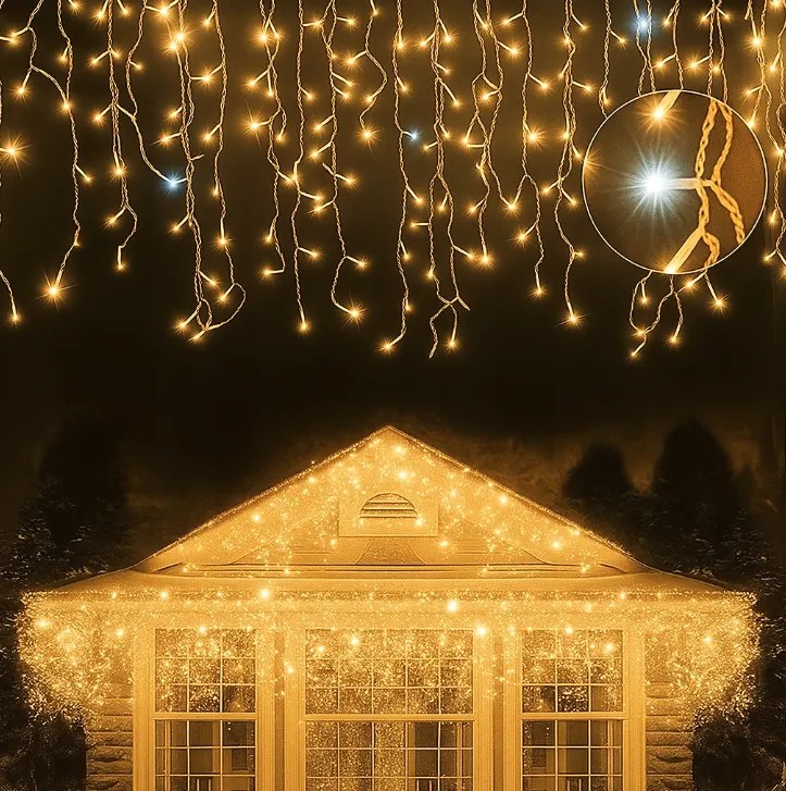 LED коледно външно осветление, топло бяло IP44 1 000 LED/54m