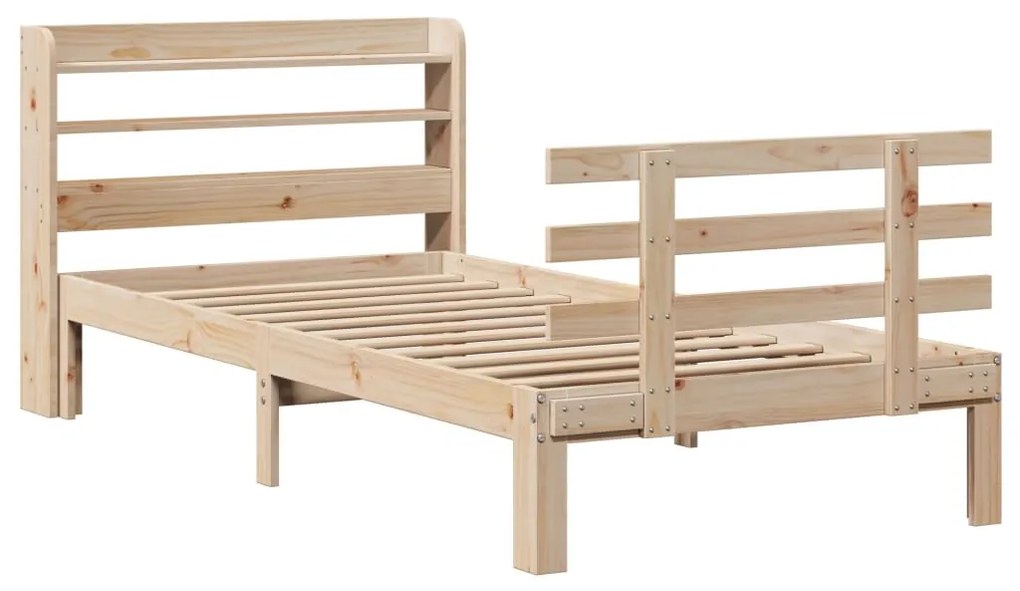 3306837 vidaXL Рамка за легло с табла, 75x190 см, борово дърво масив