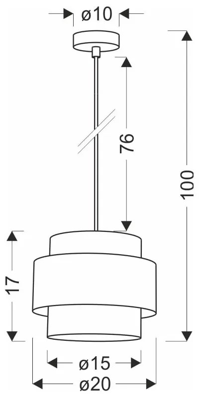 Висяща лампа с текстилен абажур в черно-природен цвят ø 20 cm Twin - Candellux Lighting