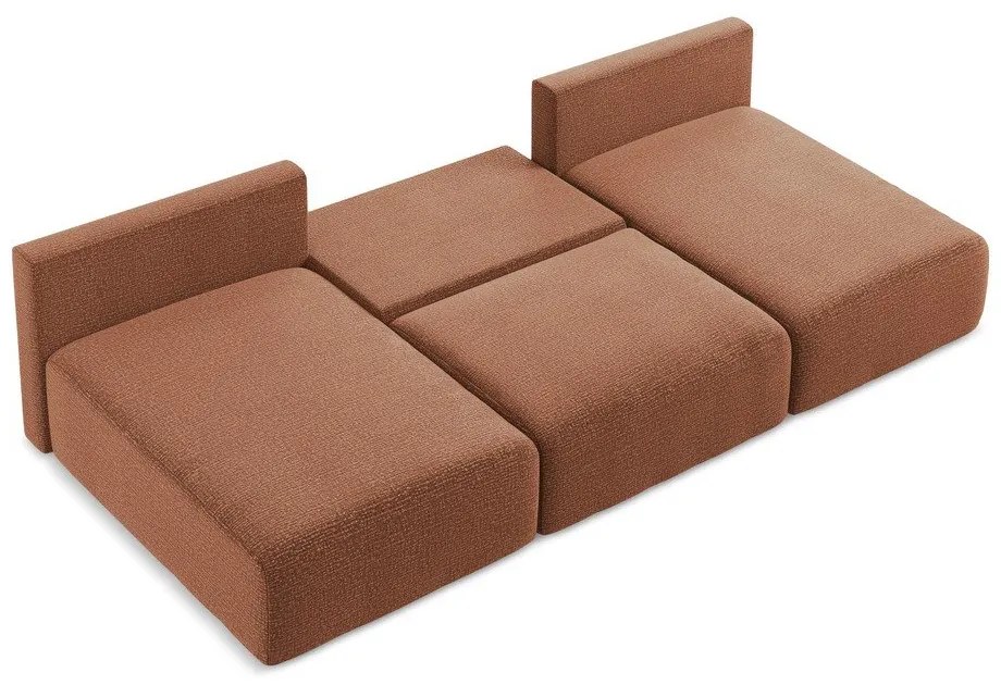 Разтегателен ъглов диван с място за съхранение в тухлен цвят Kalena – Makamii