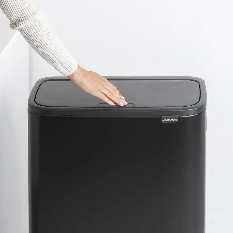 Кош за боклук Brabantia Bo Touch Hi 1001260, 60 л, Повдигнат, Плавно и безшумно отваряне, Черен мат