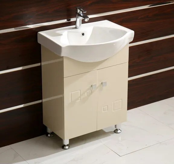 Долен шкаф за баня ICP 6080 BEIGE, PVC, бежов, с умивалник, 61.5x44x85см