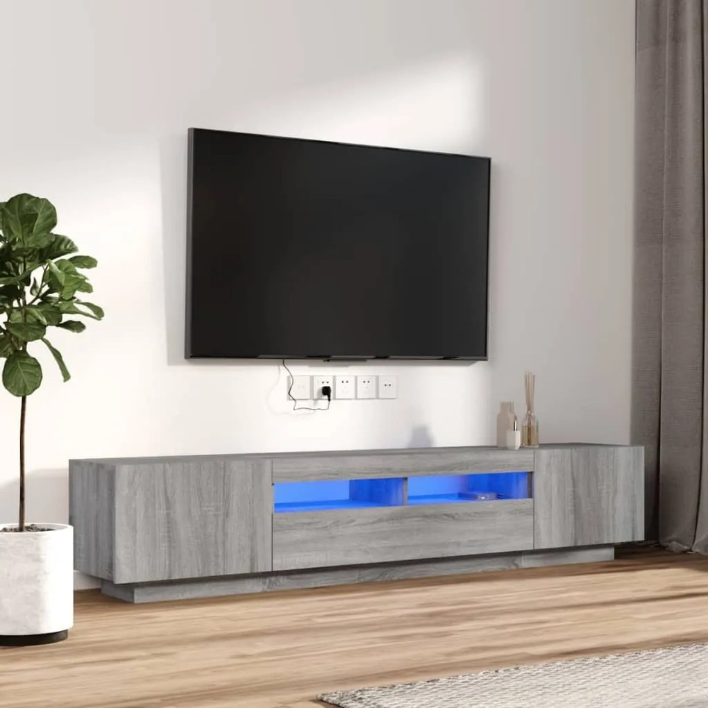 3120171 vidaXL Комплект ТВ шкафове от 2 части с LED сив сонома инженерно дърво