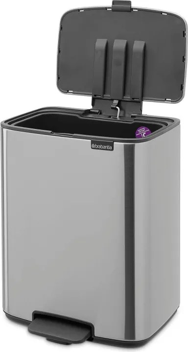 Кош за боклук Brabantia Bo Pedal 1010143, 12 л, Леко затваряне, Противоплъзгаща основа, Устойчив на пръстови отпечатъци, Инокс/Мат