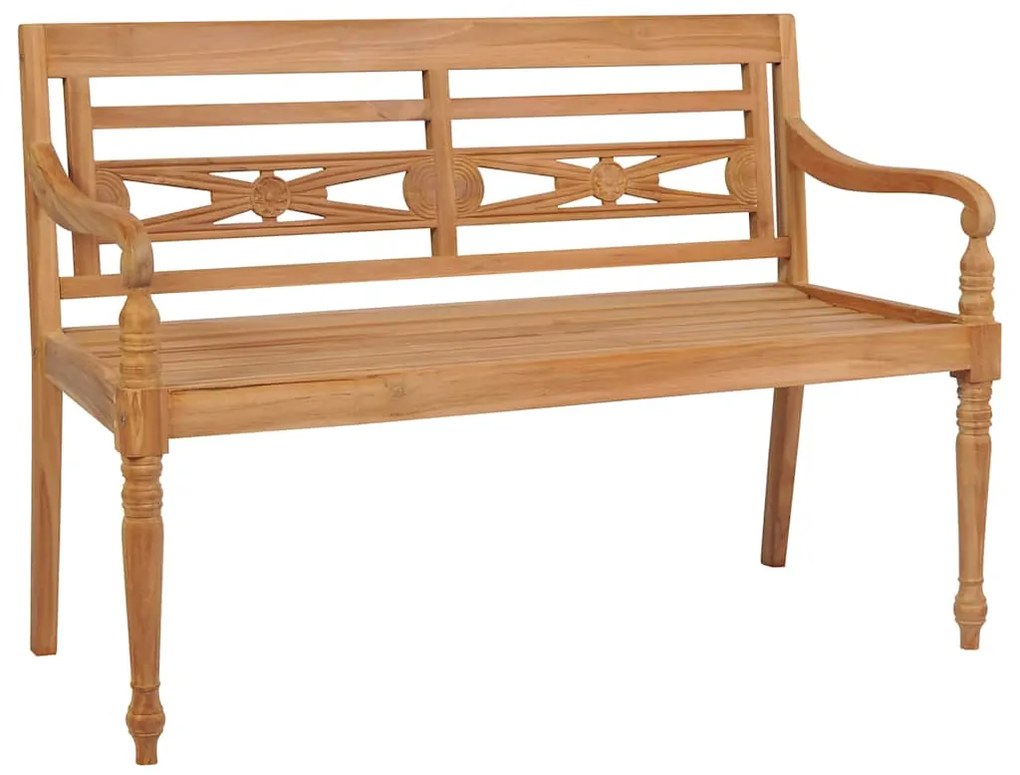 3062164 vidaXL Пейка Батавия с кралскосиня възглавница, 120 см, тик масив