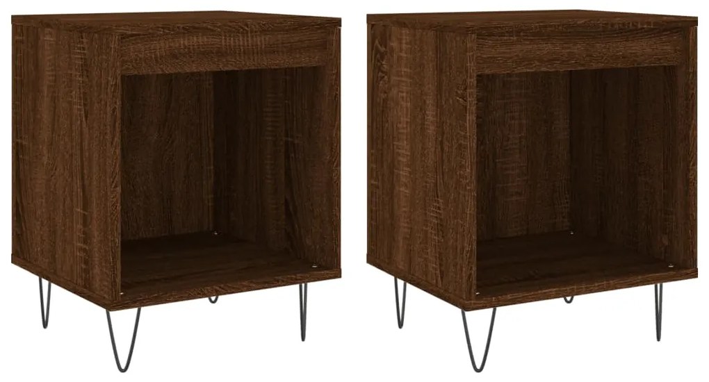 830731 vidaXL Нощни шкафчета 2 бр кафяв дъб 40x35x50 см инженерно дърво