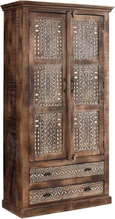 Кафяв гардероб от масивно манго 190x45 cm Maneesh – Støraa