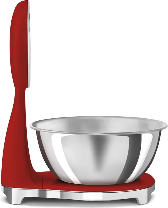 Кухненска везна Smeg KSF01RDWW, Аналогов и дигитален дисплей, До 5 кг/5 л, ТАРА, LED дисплей, Противоплъзгаща се основа, Автономия до 36 часа, Червен