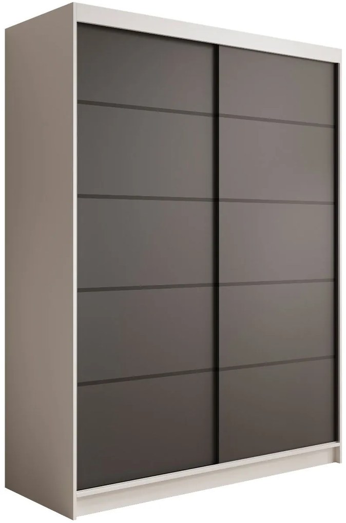 Гардероб Naldo 150 с плъзгащи врати - Бяло-Черен