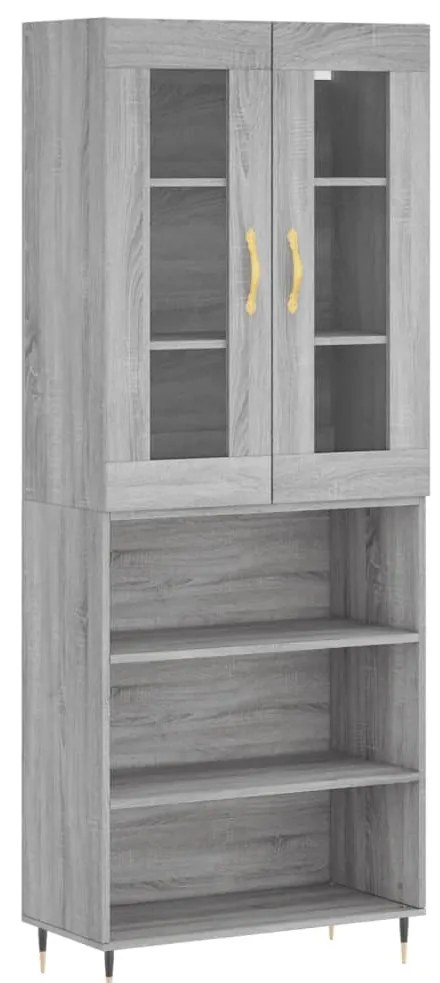 3198711 vidaXL Висок шкаф, сив сонома, 69,5x34x180 см, инженерно дърво