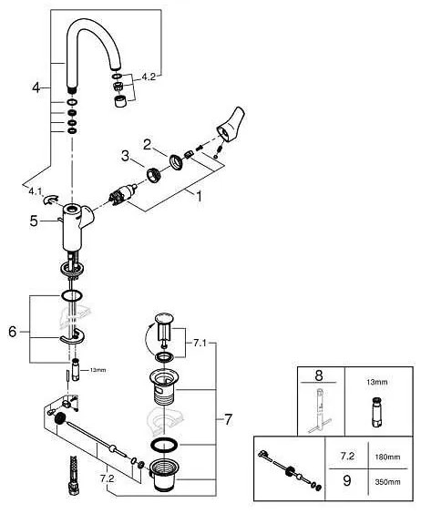 Кухненски смесител GROHE L Start 242032432