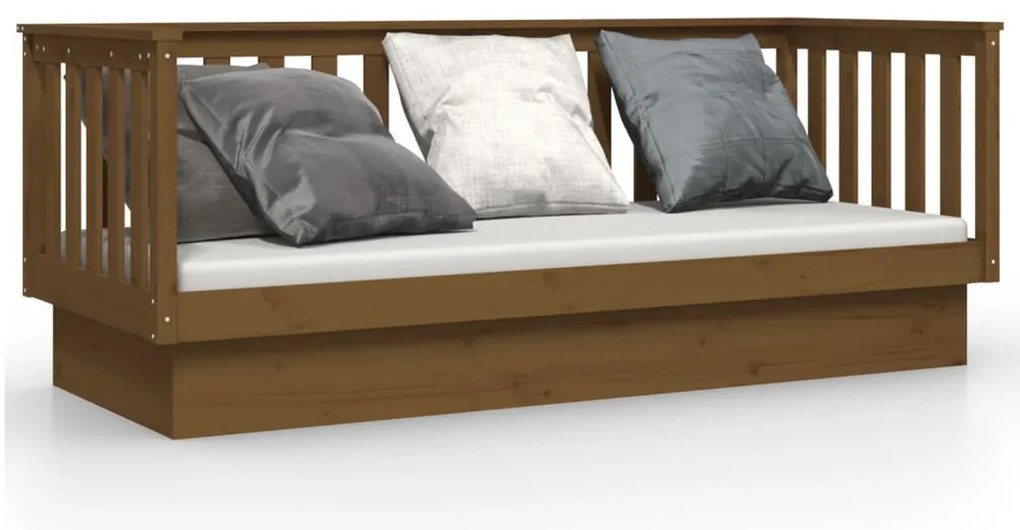 821582 vidaXL Дневно легло, меденокафяво, борово дърво масив, 90x190 см