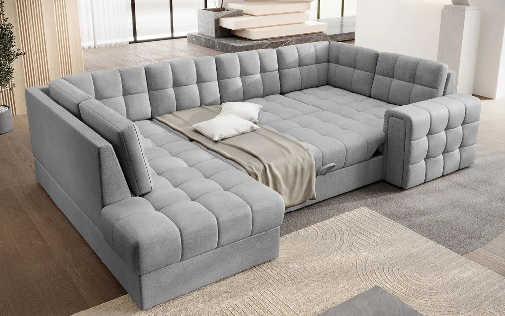 Ъглов диван Bale U-Сиво-Ляв