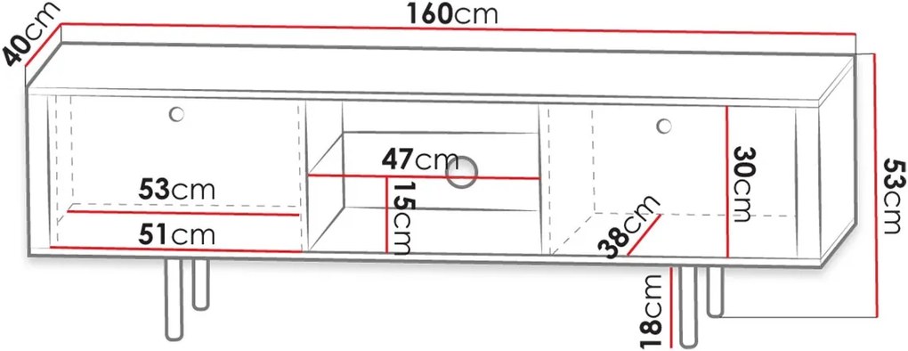 TV шкаф Cristal-Leuko-Length: 160 cm