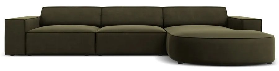 Ъглов диван от зелено кадифе (десен ъгъл) Jodie - Micadoni Home