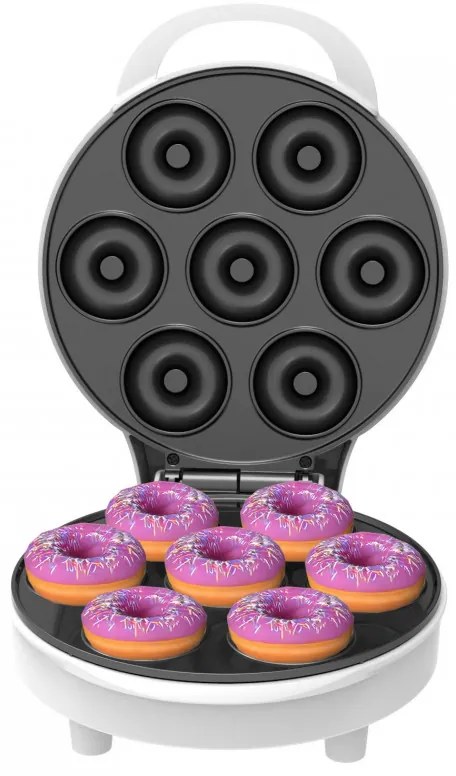 Уред за донъти Adler AD 3075, 1500W, 7 понички наведнъж, Незалепващи плочи, Бял