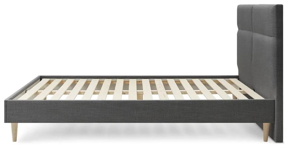 Черно тапицирано двойно легло с решетка 160x200 cm Elyna - Bobochic Paris