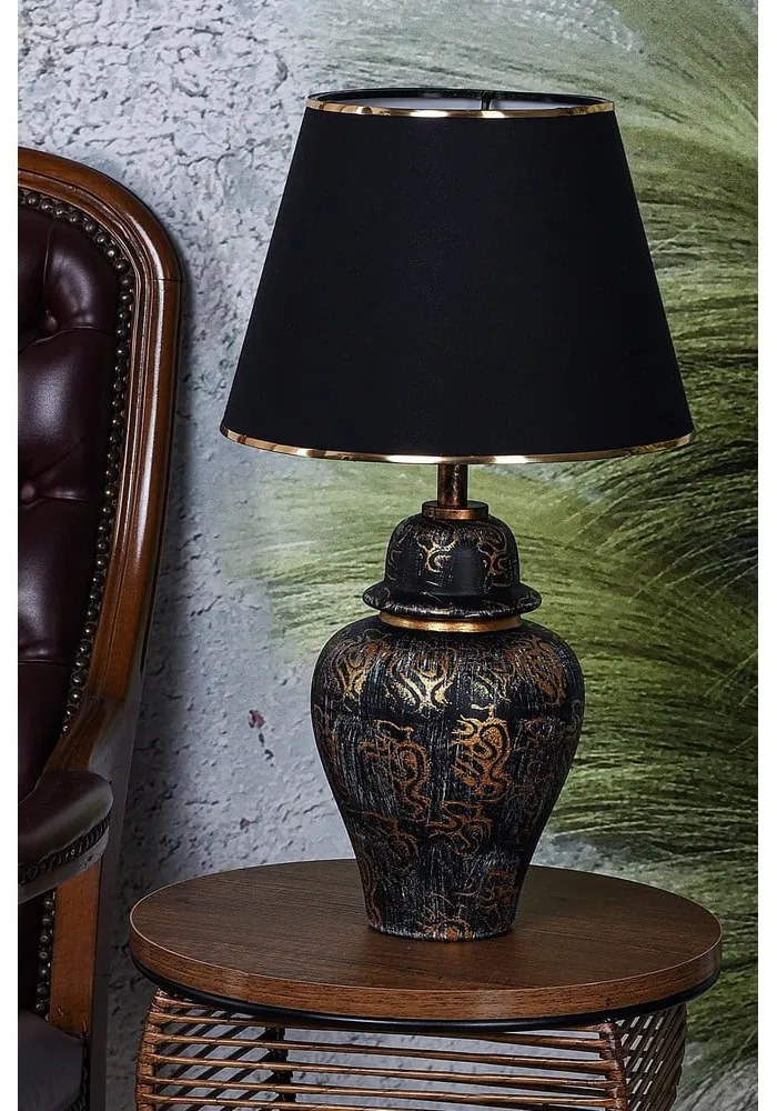 Черна настолна лампа с текстилен абажур (височина 54 cm) Derin – Opviq lights
