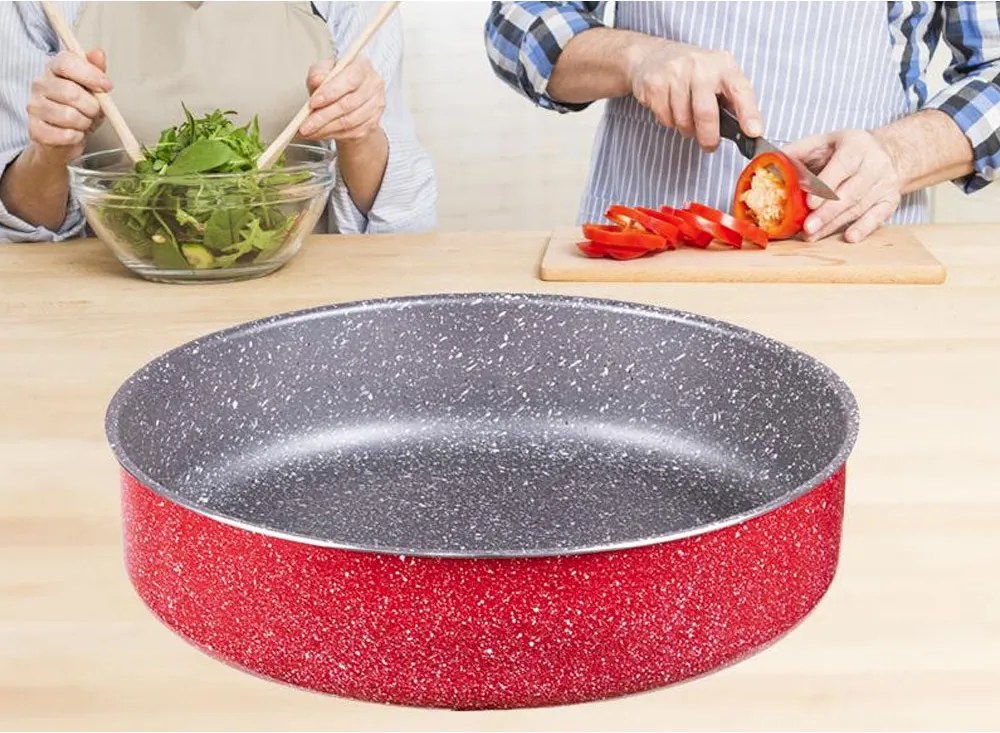 Тава за печене ZEPHYR Red Passion ZP 1222 ER34, 34 см, Мраморно покритие, Червен