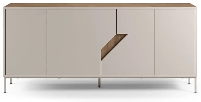 Кремавo-естествен скрин от декор от дъб 180x80x40 cm Lilou – Marckeric