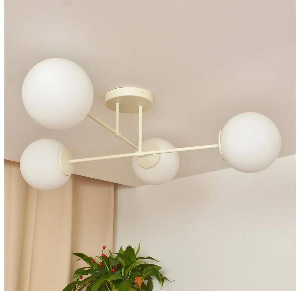 Повърхностно монтиран полилей MOON 4xE27/15W/230V кремав