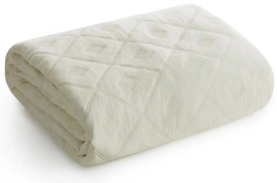 Луксозна покривка за легло - ватирана без конци екрю Ширина: 220 см | Дължина: 240 см