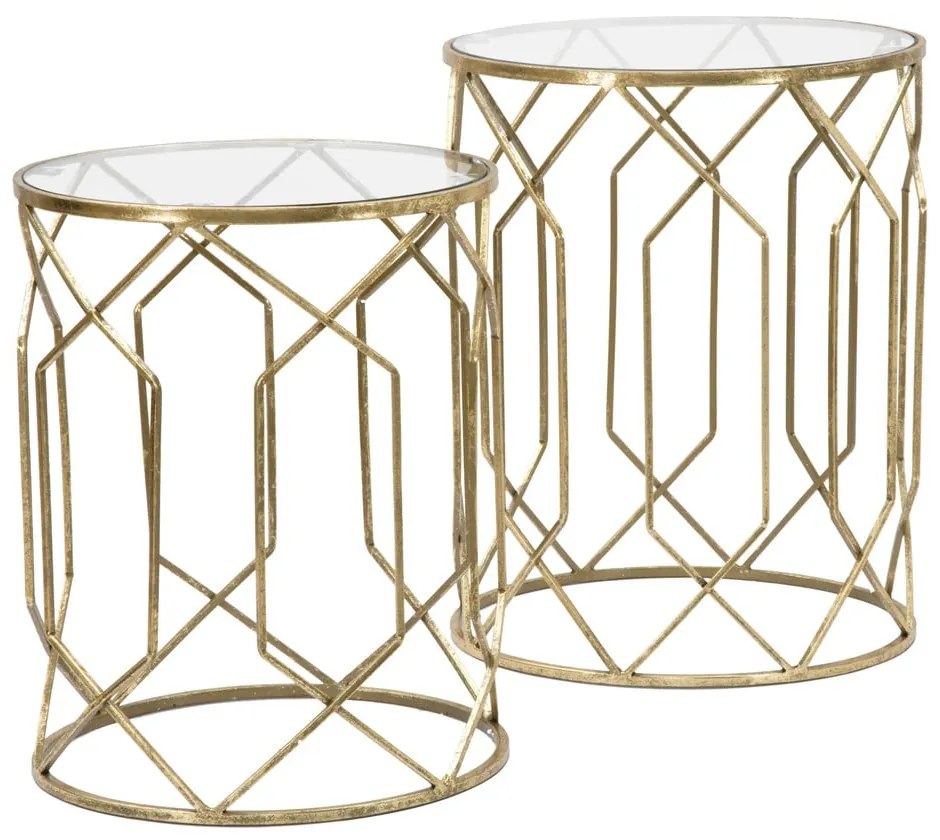 Кръгли странични маси със стъклен плот в комплект от 2 броя ø 42 cm Tunisi - Mauro Ferretti