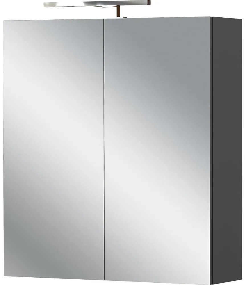 Антрацитен стенен шкаф за баня с огледало 60x71 cm Arcena – Germania