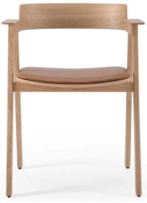 Кожен трапезен стол с подлакътници в кафяв и естествен цвят Flip – Gazzda