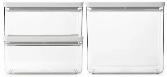 Кутии за съхранение на продукти Brabantia Tasty+ Stackable 1008882, 1.5л/3.5л, Без BPA, Плътно затваряне, Светлосив